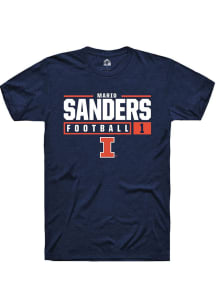 Mario Sanders Navy Blue Illinois Fighting Illini NIL Stacked Box Short Sleeve T Shirt