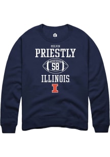 Melvin Priestly Rally Mens Navy Blue Illinois Fighting Illini NIL Sport Icon Crew Sweatshirt