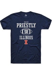 Melvin Priestly Navy Blue Illinois Fighting Illini NIL Sport Icon Short Sleeve T Shirt