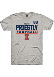 Melvin Priestly Ash Illinois Fighting Illini NIL Stacked Box Short Sleeve T Shirt