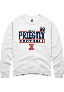 Melvin Priestly Rally Mens White Illinois Fighting Illini NIL Stacked Box Crew Sweatshirt