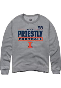 Melvin Priestly Rally Mens Graphite Illinois Fighting Illini NIL Stacked Box Crew Sweatshirt