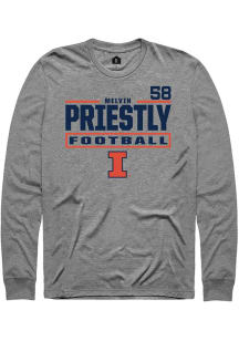 Melvin Priestly Rally Mens Graphite Illinois Fighting Illini NIL Stacked Box Tee