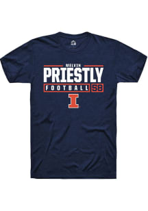 Melvin Priestly Navy Blue Illinois Fighting Illini NIL Stacked Box Short Sleeve T Shirt
