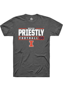 Melvin Priestly Dark Grey Illinois Fighting Illini NIL Stacked Box Short Sleeve T Shirt