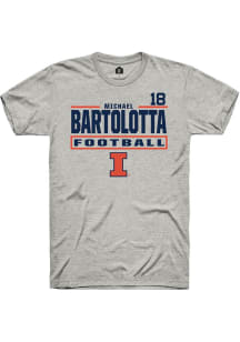 Michael Bartolotta Ash Illinois Fighting Illini NIL Stacked Box Short Sleeve T Shirt