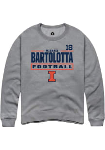Michael Bartolotta Rally Mens Graphite Illinois Fighting Illini NIL Stacked Box Crew Sweatshirt