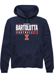 Michael Bartolotta Rally Mens Navy Blue Illinois Fighting Illini NIL Stacked Box Hooded Sweatshirt