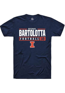 Michael Bartolotta Navy Blue Illinois Fighting Illini NIL Stacked Box Short Sleeve T Shirt