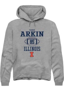 Tanner Arkin Rally Mens Graphite Illinois Fighting Illini NIL Sport Icon Hooded Sweatshirt