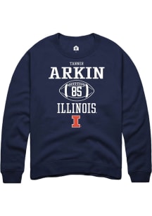 Tanner Arkin Rally Mens Navy Blue Illinois Fighting Illini NIL Sport Icon Crew Sweatshirt