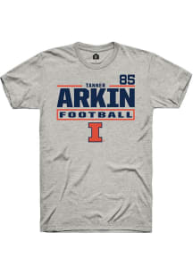 Tanner Arkin Ash Illinois Fighting Illini NIL Stacked Box Short Sleeve T Shirt