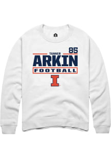 Tanner Arkin Rally Mens White Illinois Fighting Illini NIL Stacked Box Crew Sweatshirt