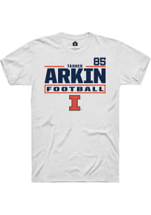 Tanner Arkin White Illinois Fighting Illini NIL Stacked Box Short Sleeve T Shirt
