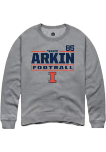 Tanner Arkin Rally Mens Graphite Illinois Fighting Illini NIL Stacked Box Crew Sweatshirt