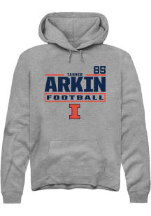 Tanner Arkin Rally Mens Graphite Illinois Fighting Illini NIL Stacked Box Hooded Sweatshirt
