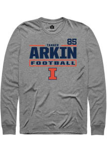 Tanner Arkin Rally Mens Graphite Illinois Fighting Illini NIL Stacked Box Tee