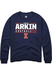 Tanner Arkin Rally Mens Navy Blue Illinois Fighting Illini NIL Stacked Box Crew Sweatshirt