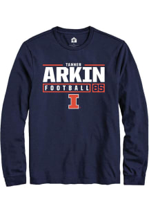 Tanner Arkin Rally Mens Navy Blue Illinois Fighting Illini NIL Stacked Box Tee