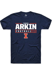 Tanner Arkin Navy Blue Illinois Fighting Illini NIL Stacked Box Short Sleeve T Shirt