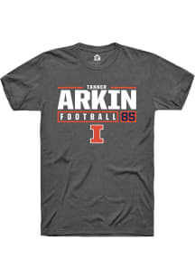 Tanner Arkin Dark Grey Illinois Fighting Illini NIL Stacked Box Short Sleeve T Shirt