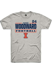 Vernon Woodward Ash Illinois Fighting Illini NIL Stacked Box Short Sleeve T Shirt