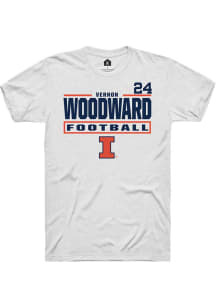 Vernon Woodward White Illinois Fighting Illini NIL Stacked Box Short Sleeve T Shirt
