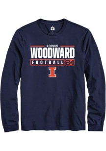 Vernon Woodward Rally Mens Navy Blue Illinois Fighting Illini NIL Stacked Box Tee