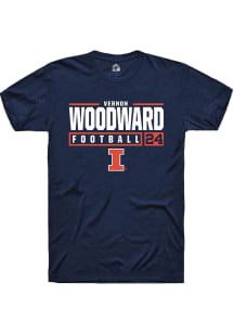 Vernon Woodward Navy Blue Illinois Fighting Illini NIL Stacked Box Short Sleeve T Shirt