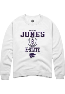 Anthony Jones Rally Mens White K-State Wildcats NIL Sport Icon Crew Sweatshirt
