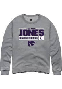 Anthony Jones Rally Mens Graphite K-State Wildcats NIL Stacked Box Crew Sweatshirt