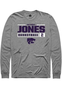 Anthony Jones Rally Mens Graphite K-State Wildcats NIL Stacked Box Tee