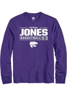 Anthony Jones Rally Mens Purple K-State Wildcats NIL Stacked Box Tee