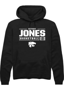 Anthony Jones Rally Mens Black K-State Wildcats NIL Stacked Box Hooded Sweatshirt