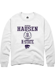 Brendan Hausen Rally Mens White K-State Wildcats NIL Sport Icon Crew Sweatshirt