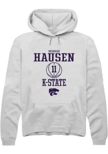 Brendan Hausen Rally Mens White K-State Wildcats NIL Sport Icon Hooded Sweatshirt