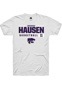 Brendan Hausen White K-State Wildcats NIL Stacked Box Short Sleeve T Shirt