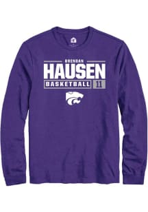 Brendan Hausen Rally Mens Purple K-State Wildcats NIL Stacked Box Tee