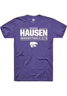 Brendan Hausen Purple K-State Wildcats NIL Stacked Box Short Sleeve T Shirt