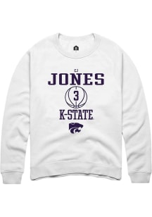 Cj Jones Rally Mens White K-State Wildcats NIL Sport Icon Crew Sweatshirt