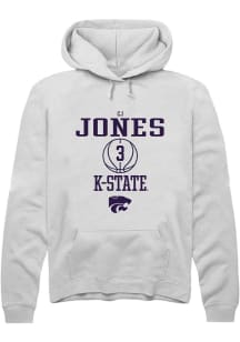 Cj Jones Rally Mens White K-State Wildcats NIL Sport Icon Hooded Sweatshirt