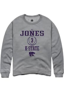 Cj Jones Rally Mens Graphite K-State Wildcats NIL Sport Icon Crew Sweatshirt