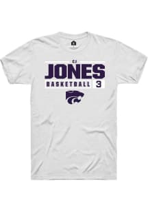 Cj Jones White K-State Wildcats NIL Stacked Box Short Sleeve T Shirt