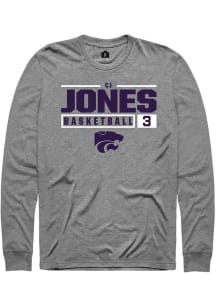 Cj Jones Rally Mens Graphite K-State Wildcats NIL Stacked Box Tee