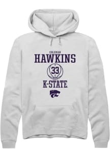 Coleman Hawkins Rally Mens White K-State Wildcats NIL Sport Icon Hooded Sweatshirt