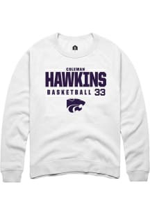 Coleman Hawkins Rally Mens White K-State Wildcats NIL Stacked Box Crew Sweatshirt