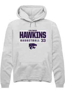 Coleman Hawkins Rally Mens White K-State Wildcats NIL Stacked Box Hooded Sweatshirt