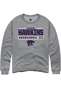 Coleman Hawkins Rally Mens Graphite K-State Wildcats NIL Stacked Box Crew Sweatshirt