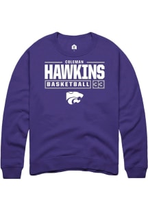 Coleman Hawkins Rally Mens Purple K-State Wildcats NIL Stacked Box Crew Sweatshirt