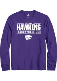 Coleman Hawkins Rally Mens Purple K-State Wildcats NIL Stacked Box Tee